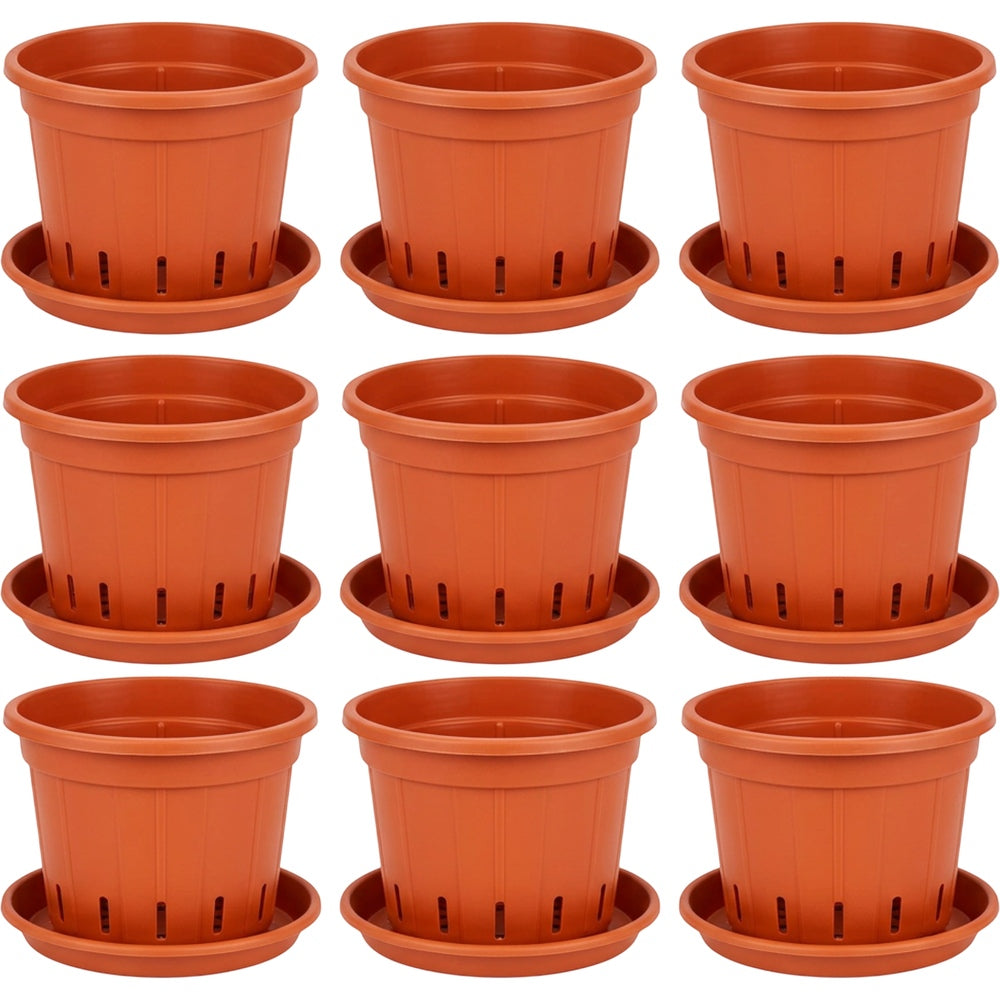 Lviy Ventilated Plastic Nursery Pots 15 cm Terracotta Set of 6 - Product view