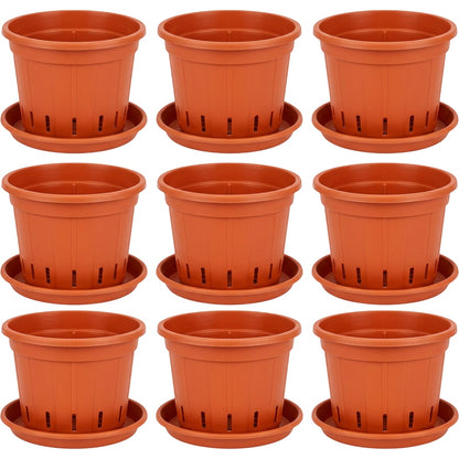 Lviy Ventilated Plastic Nursery Pots 15 cm Terracotta Set of 6 - Product view