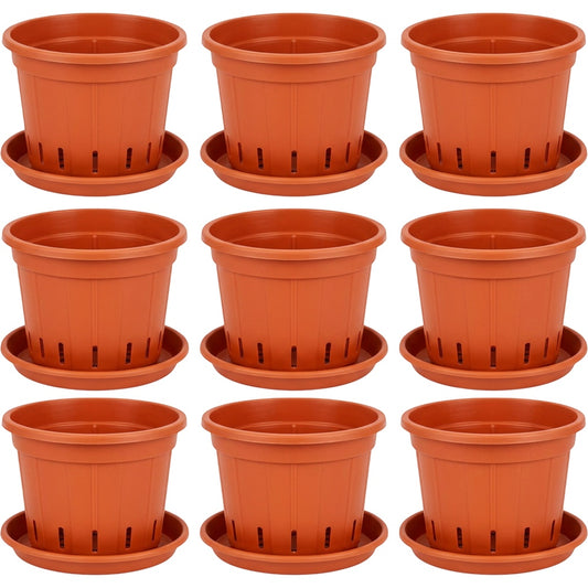 Lviy Ventilated Plastic Nursery Pots 15 cm Terracotta Set of 6 - Product view