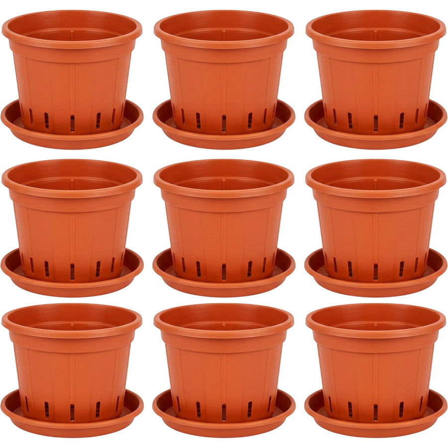 Lviy Ventilated Plastic Nursery Pots 15 cm Terracotta Set of 6